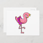Flamingo met kroon en rok briefkaart (Voorkant / Achterkant)