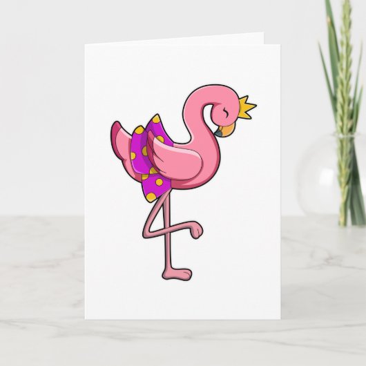 Flamingo met kroon en rok kaart (Voorkant)