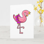 Flamingo met kroon en rok kaart (Gele Bloem)