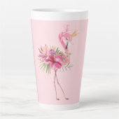Flamingo met kroon latte mok (Voorkant)