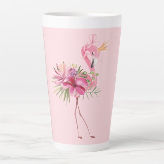 Flamingo met kroon latte mok (Voorkant)