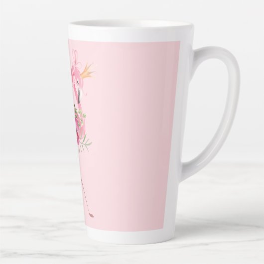 Flamingo met kroon latte mok (Rechts)