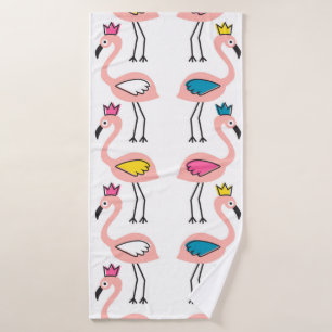 Flamingo met kroon naadloos patroon. badhanddoek
