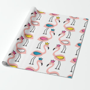 Flamingo met kroon naadloos patroon. cadeaupapier