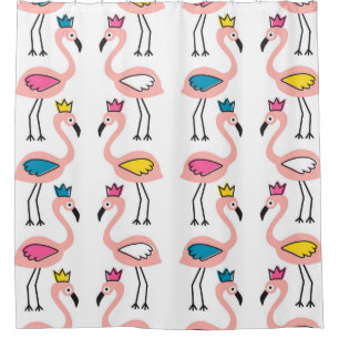 Flamingo met kroon naadloos patroon. douchegordijn