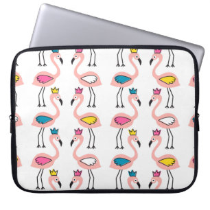 Flamingo met kroon naadloos patroon. laptop sleeve