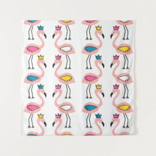 Flamingo met kroon naadloos patroon. wandkleed
