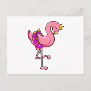 Flamingo met Kroon & Skirt Briefkaart