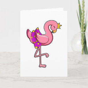Flamingo met Kroon & Skirt Kaart