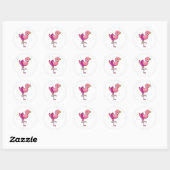 Flamingo met Kroon & Skirt Ronde Sticker (Vel)