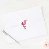 Flamingo met Kroon & Skirt Ronde Sticker (Envelop)