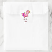 Flamingo met Kroon & Skirt Vierkante Sticker (Tas)