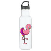 Flamingo met Kroon & Skirt Waterfles (Voorkant)