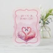 Flamingo Met Liefde op Moederdag Feestdagenkaart (Staand voorkant)