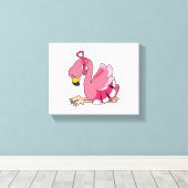 Flamingo met lint canvas afdruk (Insitu (Houten vloer))
