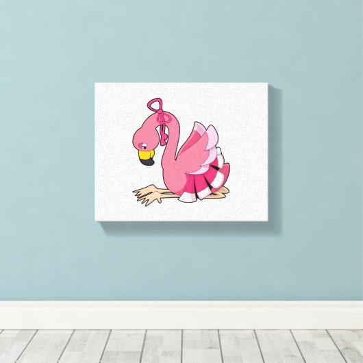 Flamingo met lint canvas afdruk (Insitu (Houten vloer))