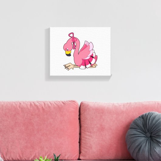 Flamingo met lint canvas afdruk (Insitu (Woonkamer))