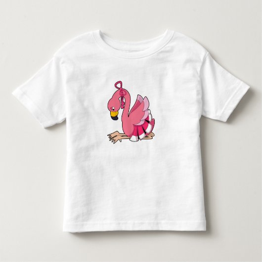 Flamingo met lint kinder shirts (Voorkant)