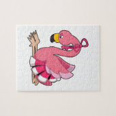 Flamingo met lint legpuzzel (Horizontaal)