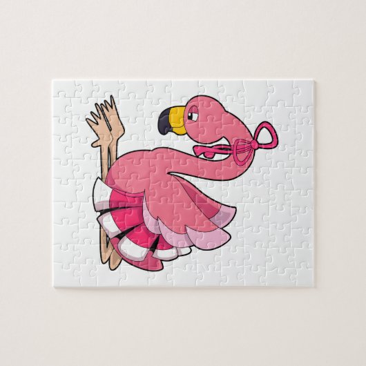 Flamingo met lint legpuzzel (Horizontaal)