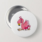 Flamingo met lint ronde button 7,6 cm (Voorkant /achterkant)