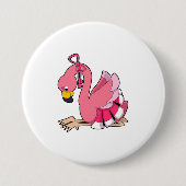 Flamingo met lint ronde button 7,6 cm (Voorkant)