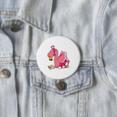 Flamingo met lint ronde button 7,6 cm (In situ)