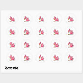 Flamingo met lint ronde sticker (Vel)