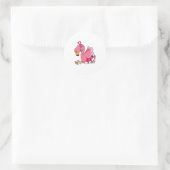 Flamingo met lint ronde sticker (Tas)