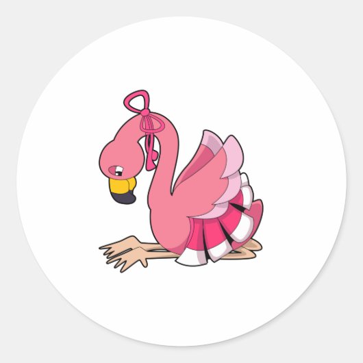 Flamingo met lint ronde sticker (Voorkant)