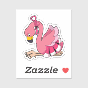 Flamingo met lint sticker