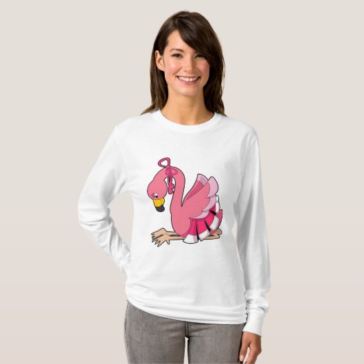Flamingo met lint t-shirt (Voorkant volledig)