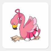 Flamingo met lint vierkante sticker (Voorkant)