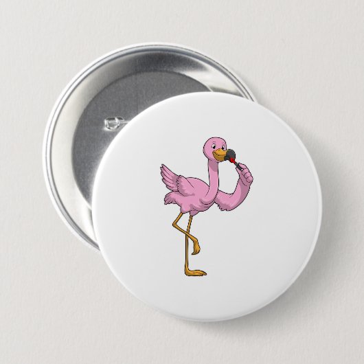 Flamingo met Lipstick Ronde Button 7,6 Cm (Voorkant /achterkant)