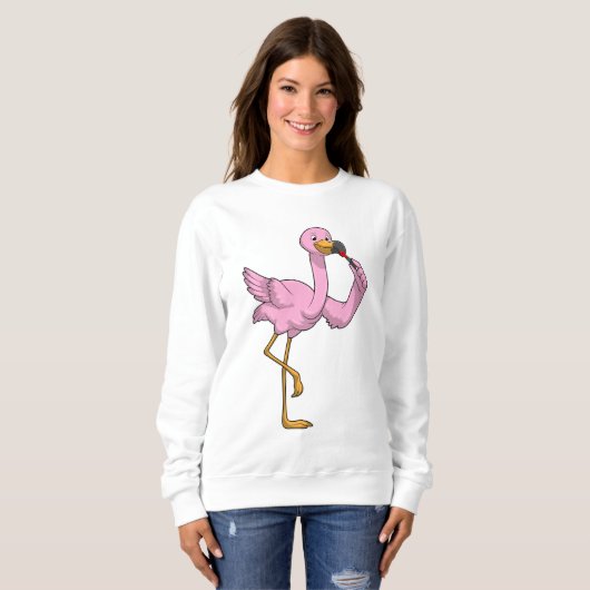 Flamingo met Lipstick Trui (Voorkant volledig)