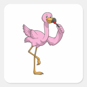 Flamingo met Lipstick Vierkante Sticker