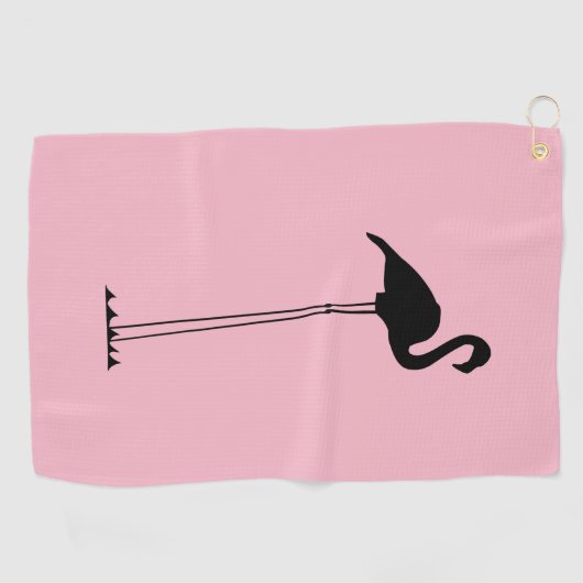 Flamingo met Long Legs Silhouette Golfhanddoek (Horizontaal)