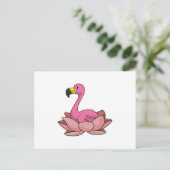 Flamingo met Lotus flower Briefkaart (Staand voorkant)