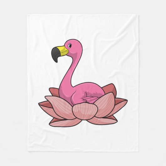 Flamingo met Lotus flower Fleece Deken (Voorkant)