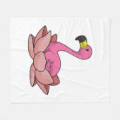 Flamingo met Lotus flower Fleece Deken (Voorkant (Horizontaal))