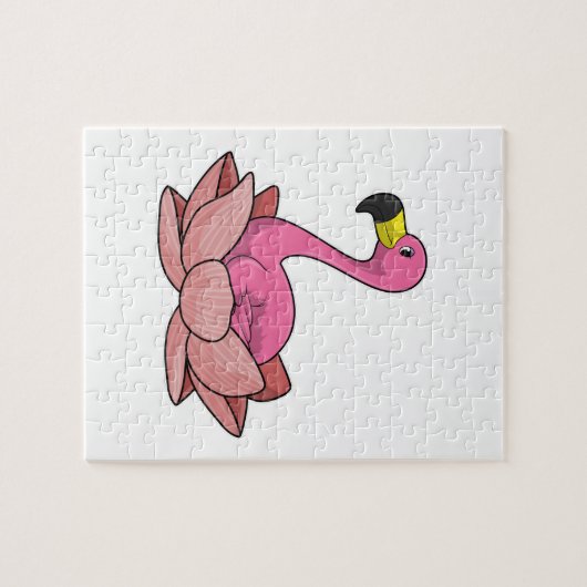 Flamingo met Lotus flower Legpuzzel (Horizontaal)