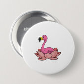 Flamingo met Lotus flower Ronde Button 7,6 Cm (Voorkant /achterkant)