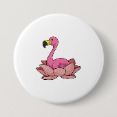 Flamingo met Lotus flower Ronde Button 7,6 Cm (Voorkant)
