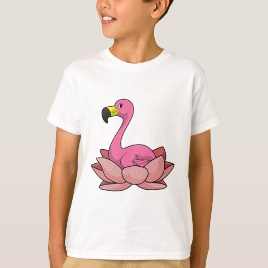 Flamingo met Lotus flower T-shirt (Voorkant)