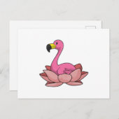 Flamingo met Lotusbloem Briefkaart (Voorkant / Achterkant)