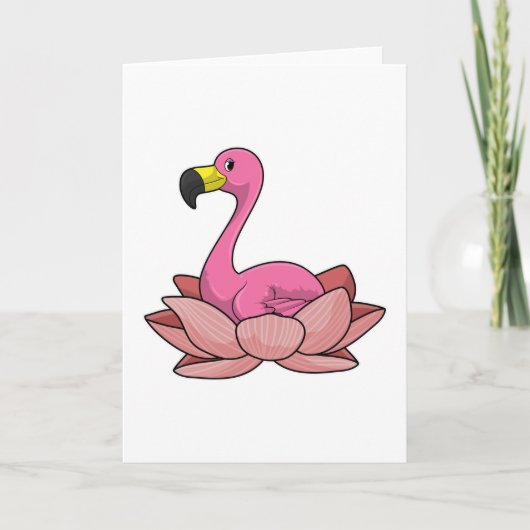 Flamingo met Lotusbloem Kaart (Voorkant)