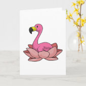 Flamingo met Lotusbloem Kaart (Gele Bloem)