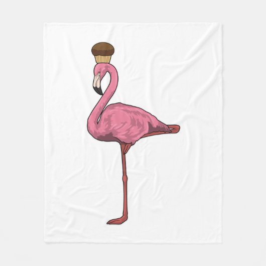 Flamingo met Muffin Fleece Deken (Voorkant)