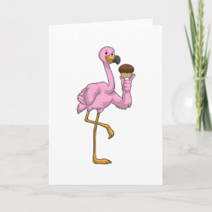 Flamingo met Muffin Kaart