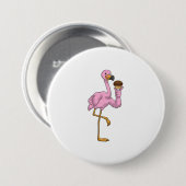 Flamingo met Muffin Ronde Button 7,6 Cm (Voorkant /achterkant)